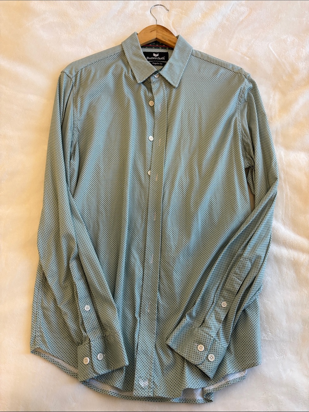 Buttercloth Men's Sage Green Microdot Dress Shirt